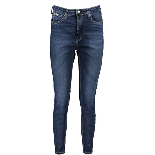 Calvin Klein Blue Cotton Women's Skinny Ankle Jean with high-rise fit and sustainable fabric for a stylish, eco-friendly wardrobe.