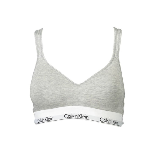 Calvin Klein Brown Cotton Women Bralette with chic crossed straps, elastic design, and iconic logo for style and comfort.