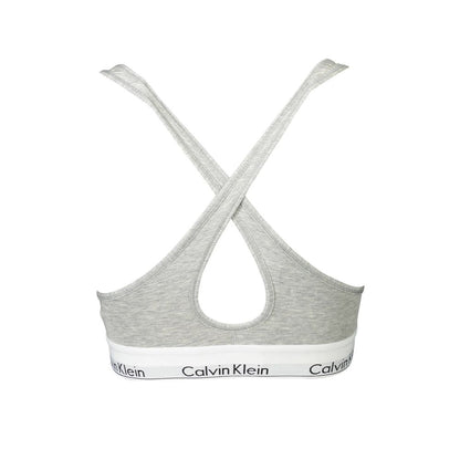 Calvin Klein Brown Cotton Women Bralette with crossed straps and elastic band showcasing chic and supportive design.