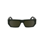 Calvin Klein "Green Acetate Men Sunglasses" with sleek bio-acetate frame and rectangular green-tinted lenses.