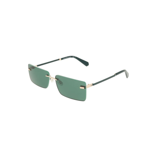 Calvin Klein Green Metal Women Sunglass with sleek frame and rectangular green lenses for a bold style statement.