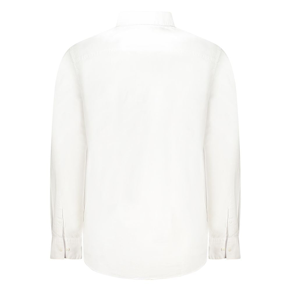 Back view of Calvin Klein White Cotton Men Shirt with long sleeves and button cuffs