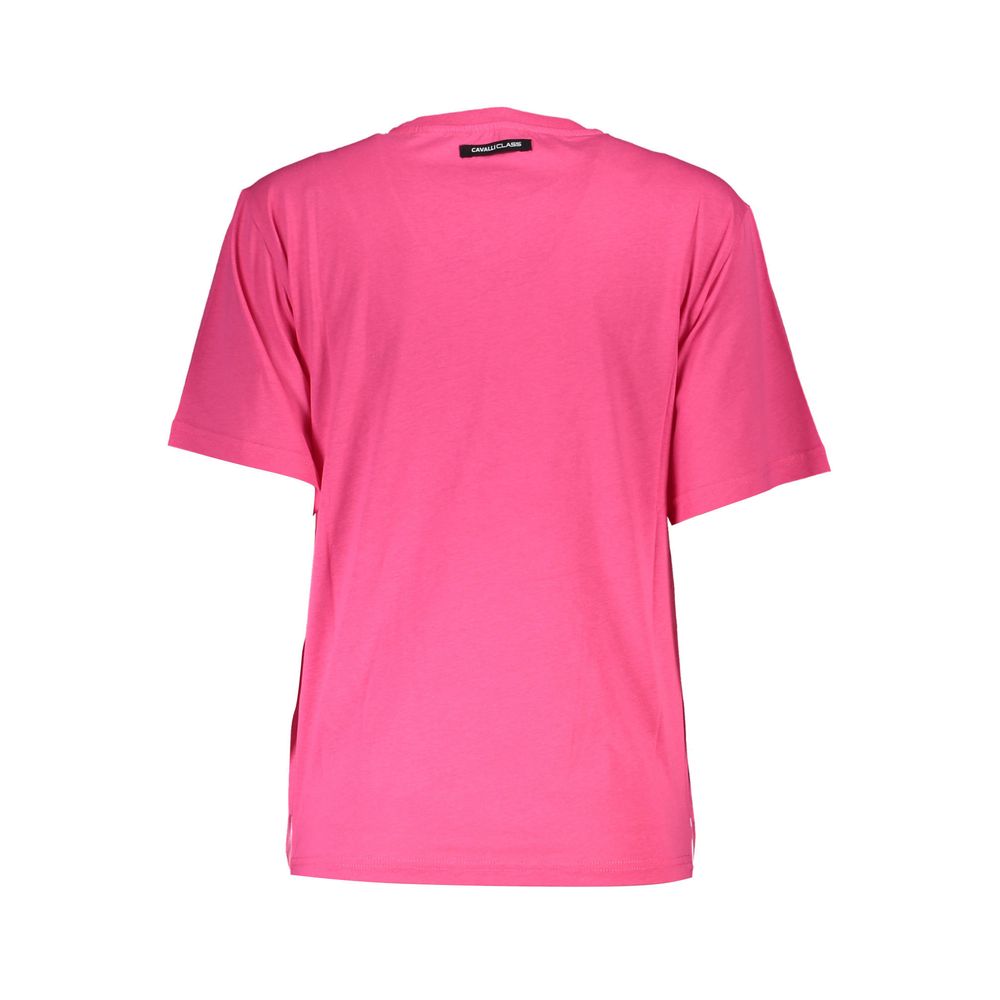 Back view of Cavalli Class Pink Cotton Women T-Shirt showcasing luxury design and fine craftsmanship, perfect for a stylish wardrobe.