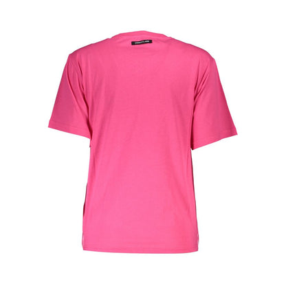 Back view of Cavalli Class Pink Cotton Women T-Shirt showcasing luxury design and fine craftsmanship, perfect for a stylish wardrobe.