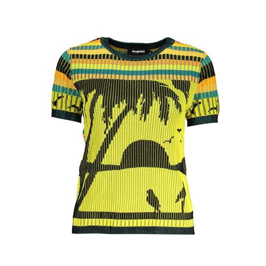 Alt Tag: Desigual Yellow Viscose Women Sweater with contrasting details and artistic design