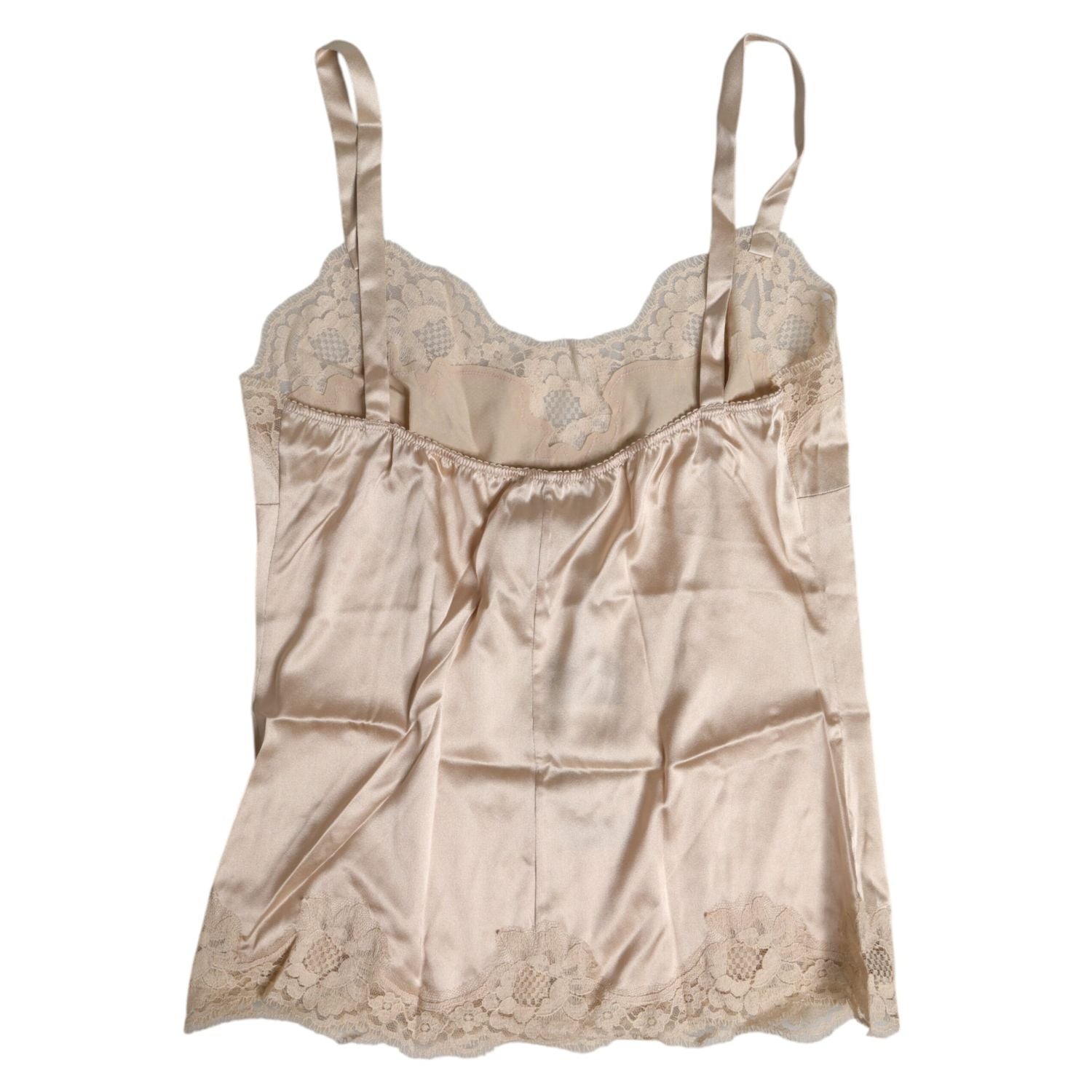 Dolce & Gabbana Beige Lace Silk Satin Tank Lingerie Underwear