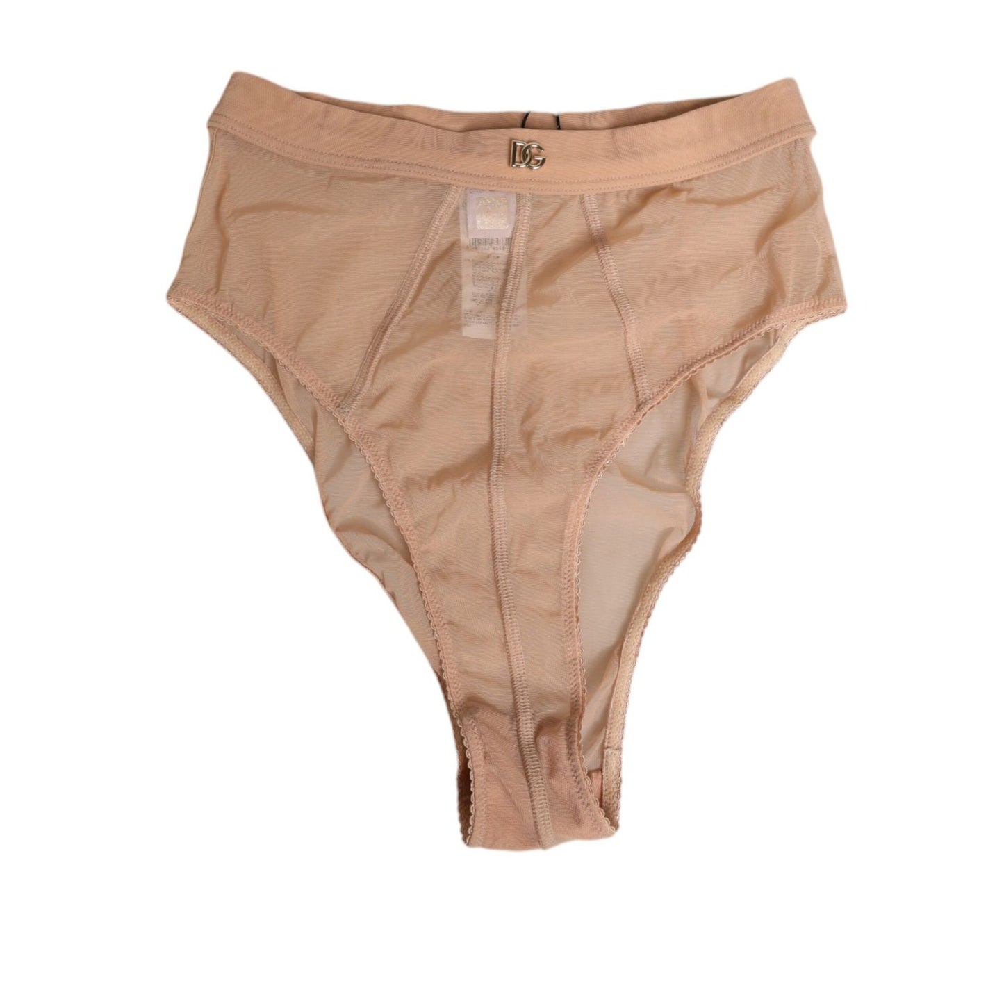 Dolce & Gabbana Beige Sheer Mesh High Waist Briefs Underwear