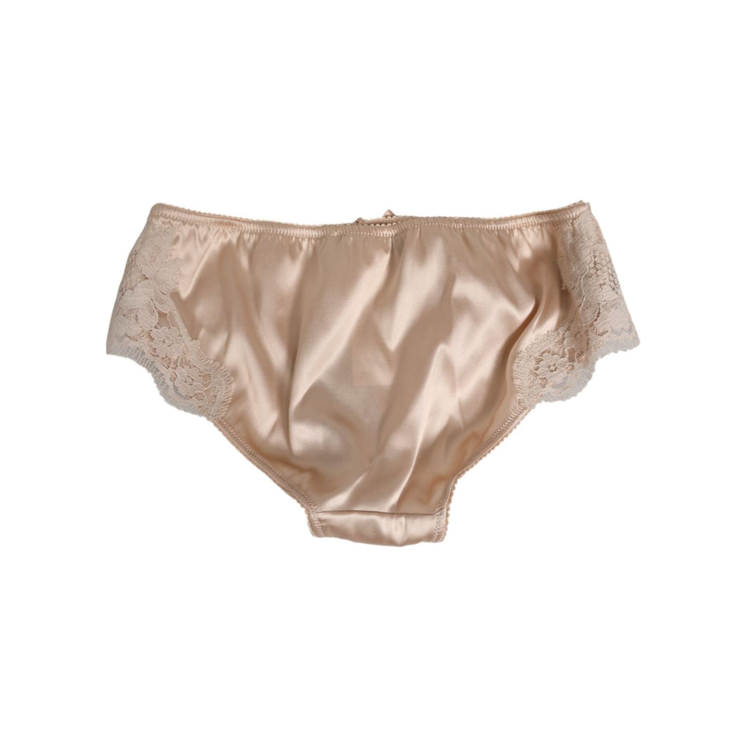 Dolce & Gabbana Beige Silk Satin Floral Lace Panty Brief Underwear