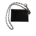 Dolce & Gabbana Black Cavallo Leather Wallet Chain Snap Bifold Card Holder displayed on a white background.