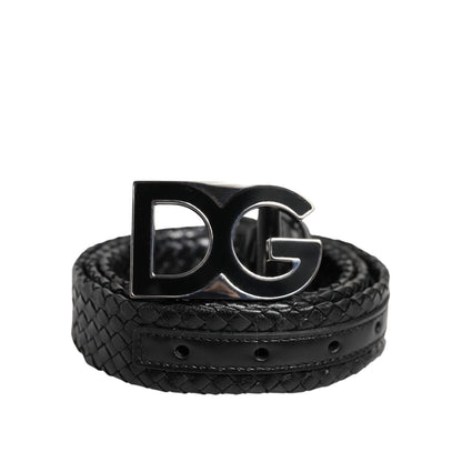 Dolce & Gabbana Black Classic Leather DG Logo Buckle Belt