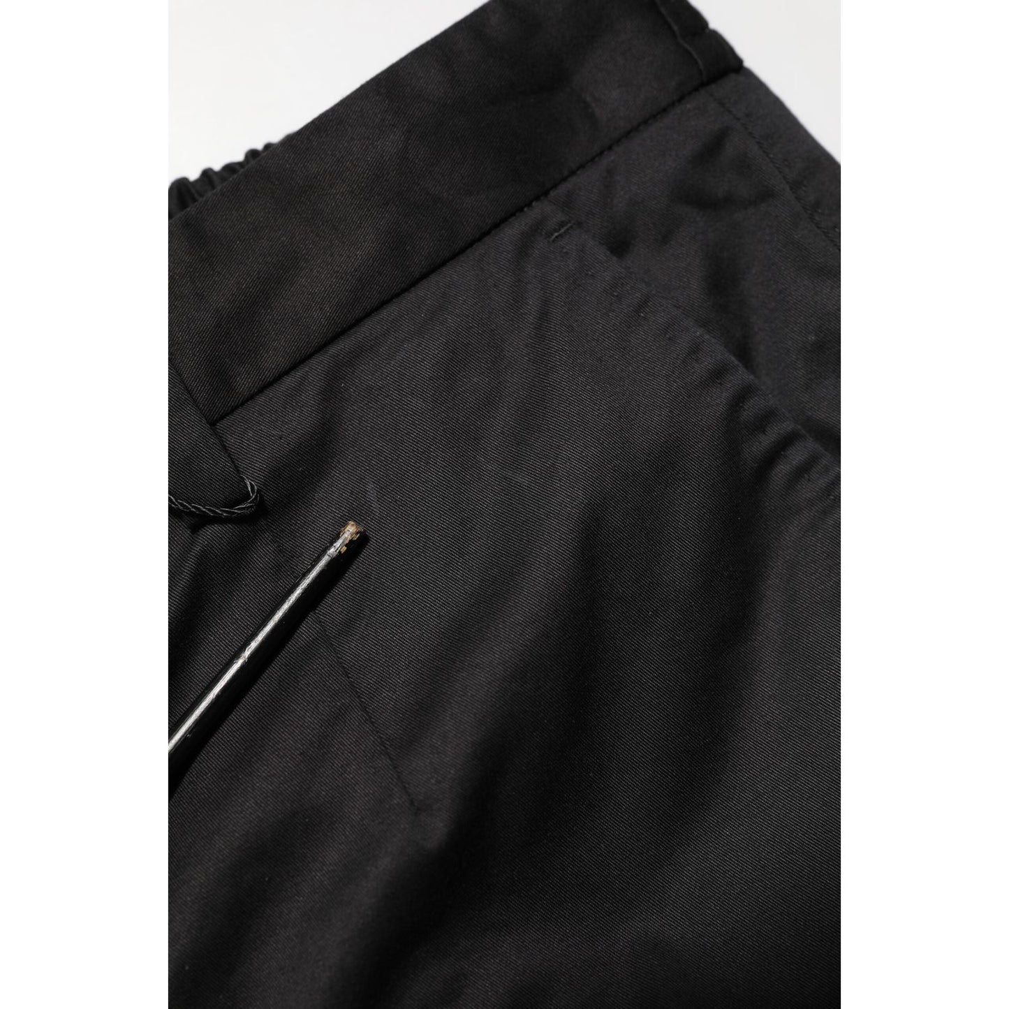 Dolce & Gabbana Black Cotton Tapered Men Formal Trousers Pants