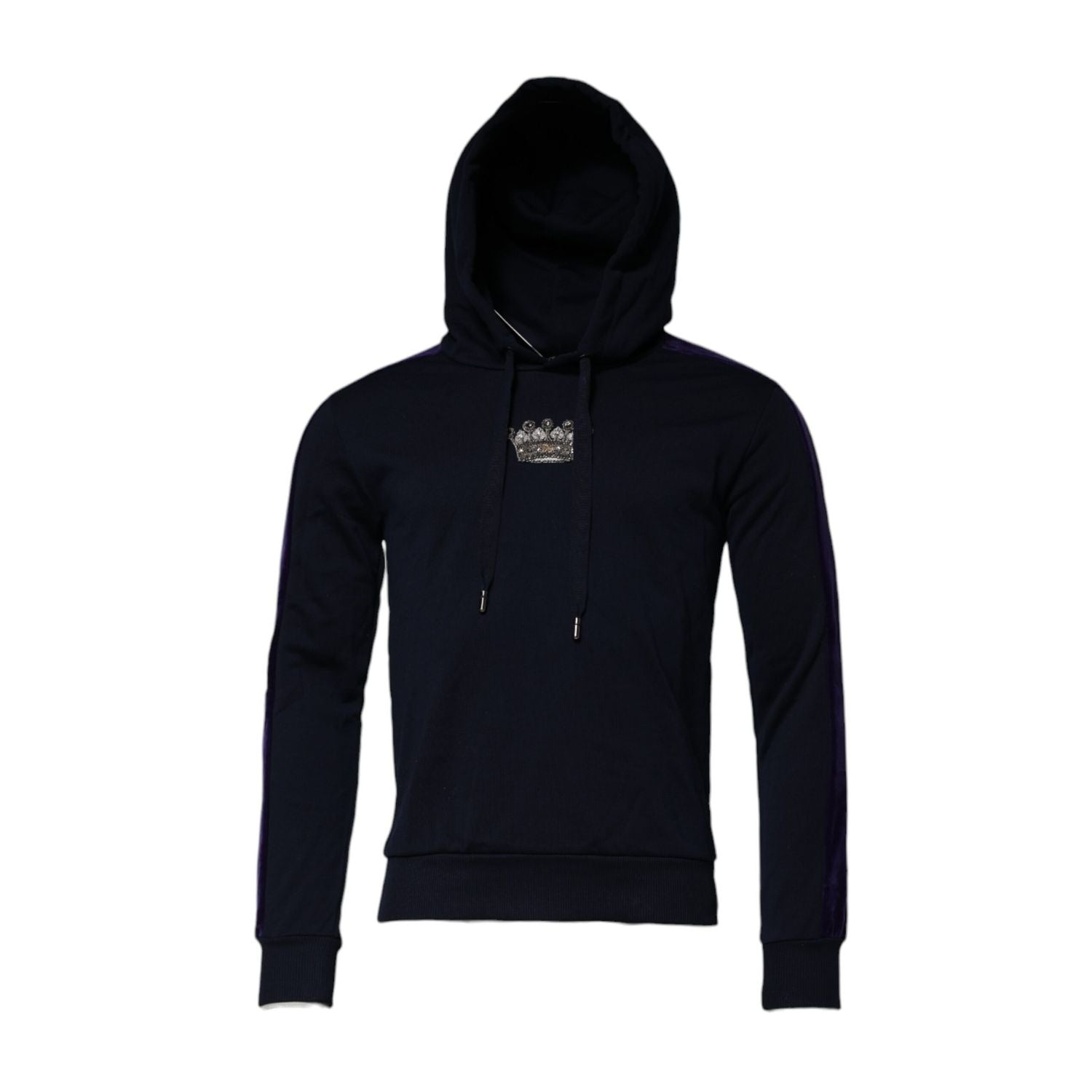 Dolce & Gabbana Black Crown Cotton Hooded Sweatshirt Sweater