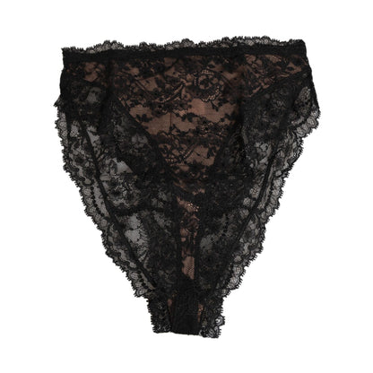 Dolce & Gabbana Black Floral Lace Mesh High Brief Panty Underwear