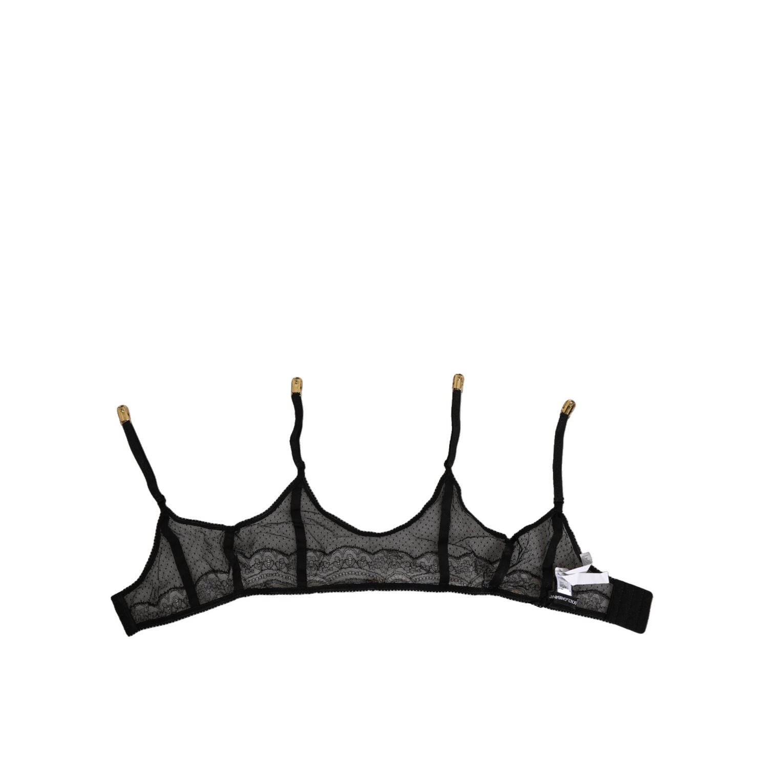 Dolce & Gabbana Black Floral Lace Nylon Strap Garter Underwear