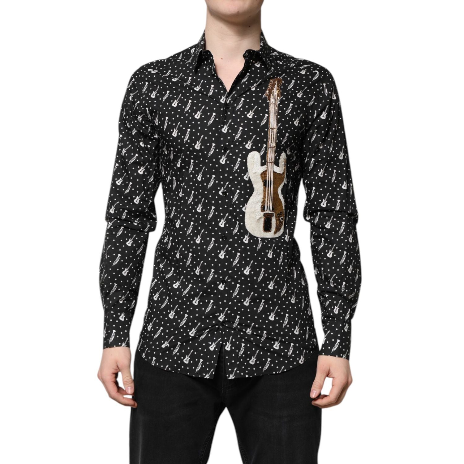 Dolce & Gabbana Black GOLD Instrument Embellished Shirt