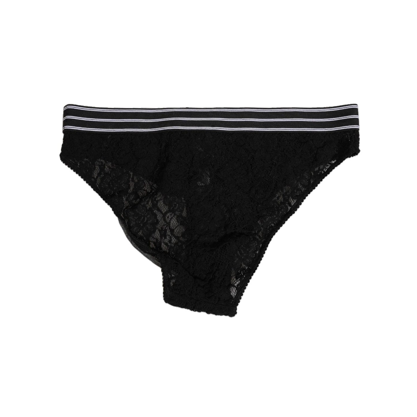 Dolce & Gabbana Black Lace Nylon High Waist Panty Underwear