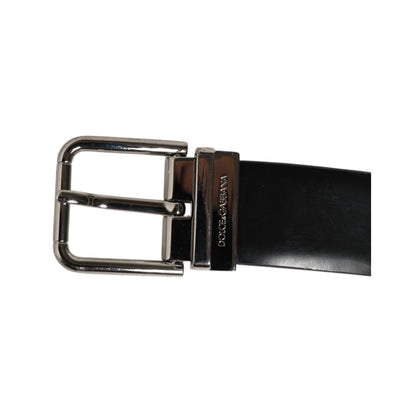 Dolce & Gabbana Black Leather Classic Metal Buckle Men Belt
