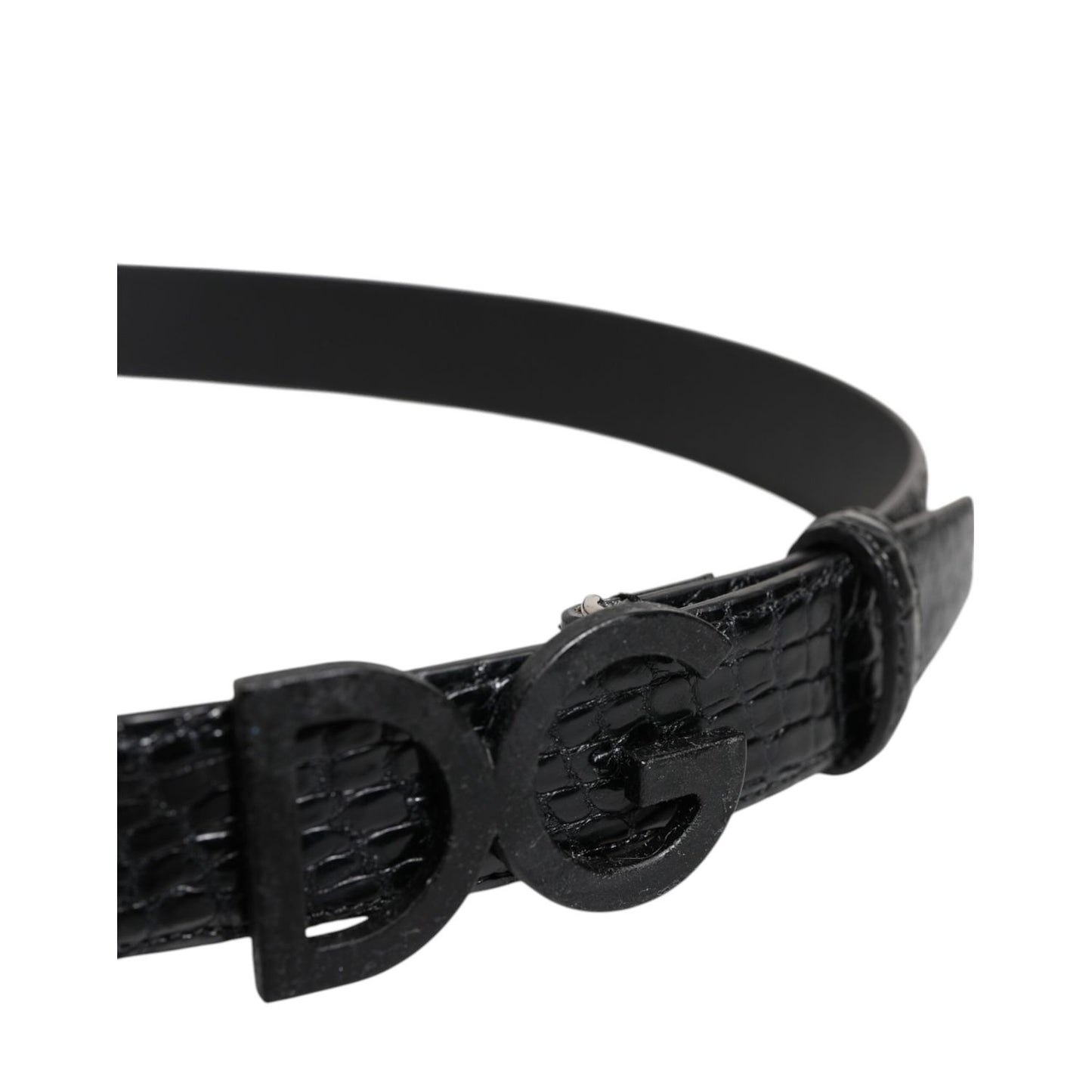Dolce & Gabbana Black Leather Classic Metal DG Buckle Belt