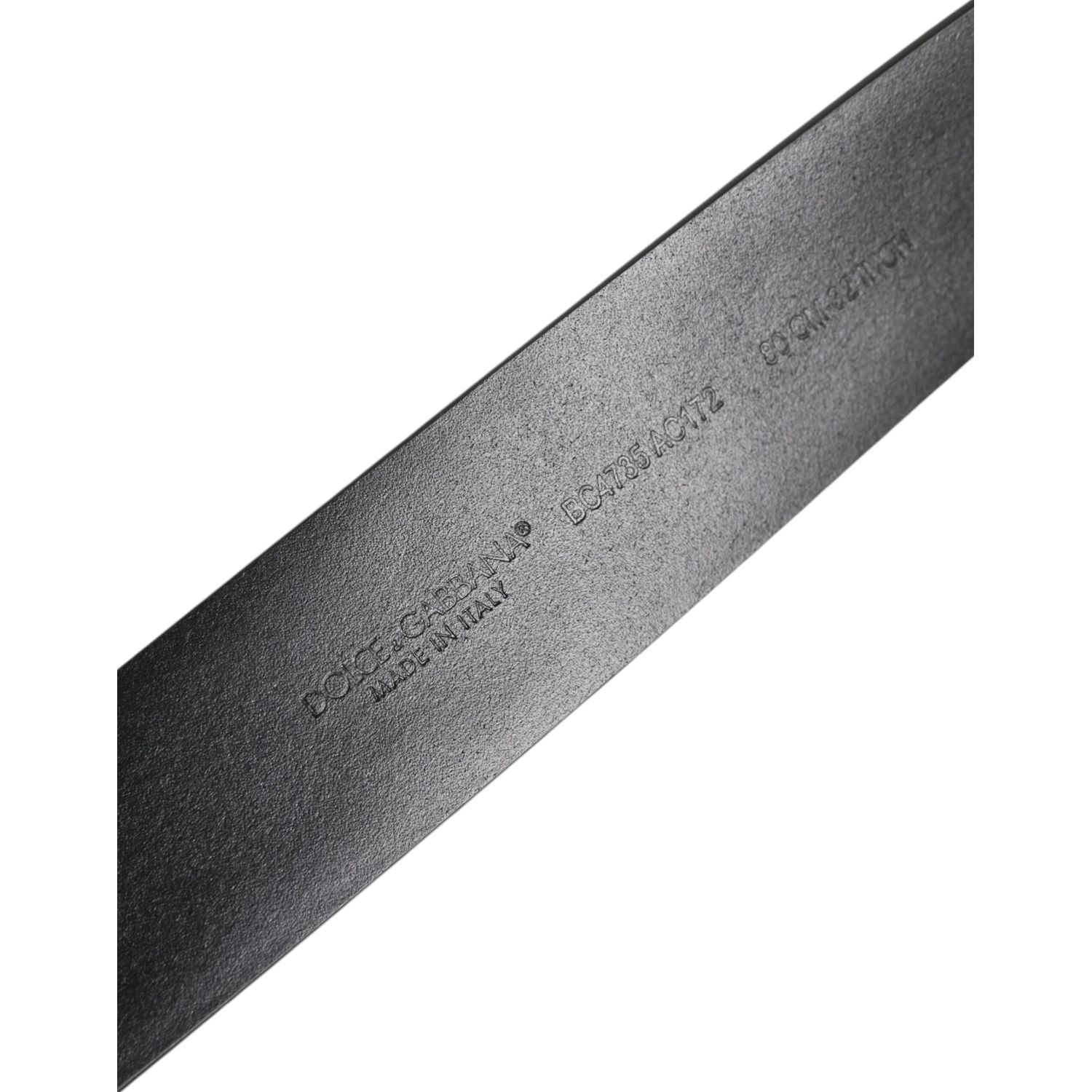 Dolce & Gabbana Black Leather Studded DG Metal Buckle Belt