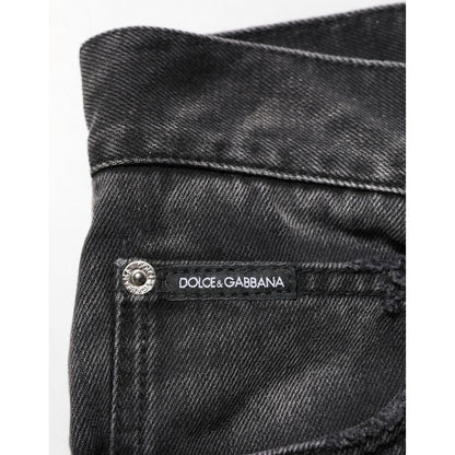 Dolce & Gabbana Black Marbled Effect Straight Men Denim Jeans