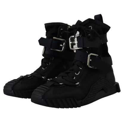 Dolce & Gabbana Black Nylon High Top Sorrento Sneakers Shoes