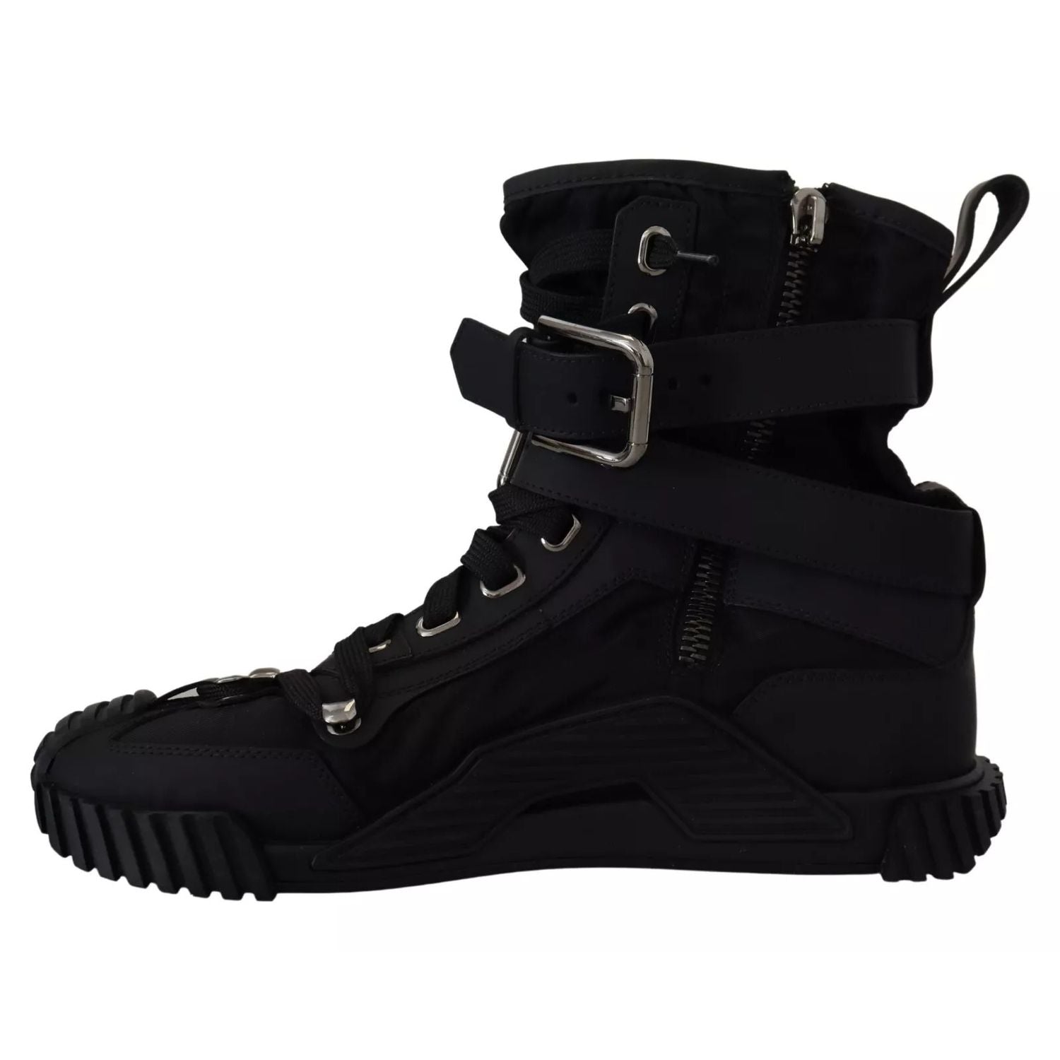 Dolce & Gabbana Black Nylon High Top Sorrento Sneakers Shoes