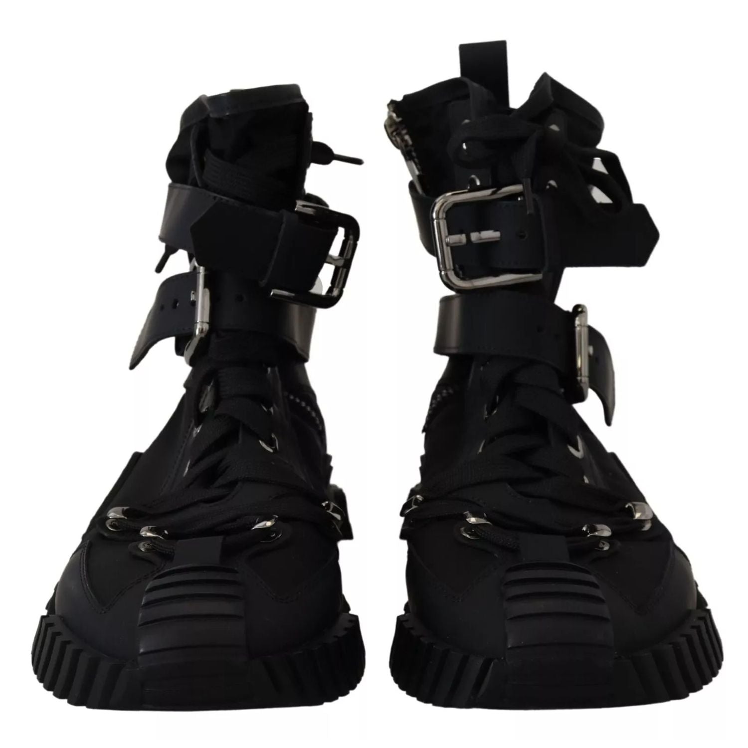 Dolce & Gabbana Black Nylon High Top Sorrento Sneakers Shoes