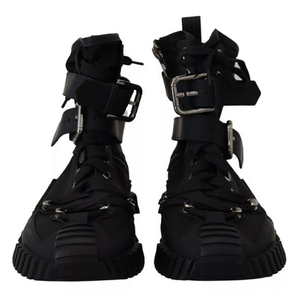 Dolce & Gabbana Black Nylon High Top Sorrento Sneakers Shoes
