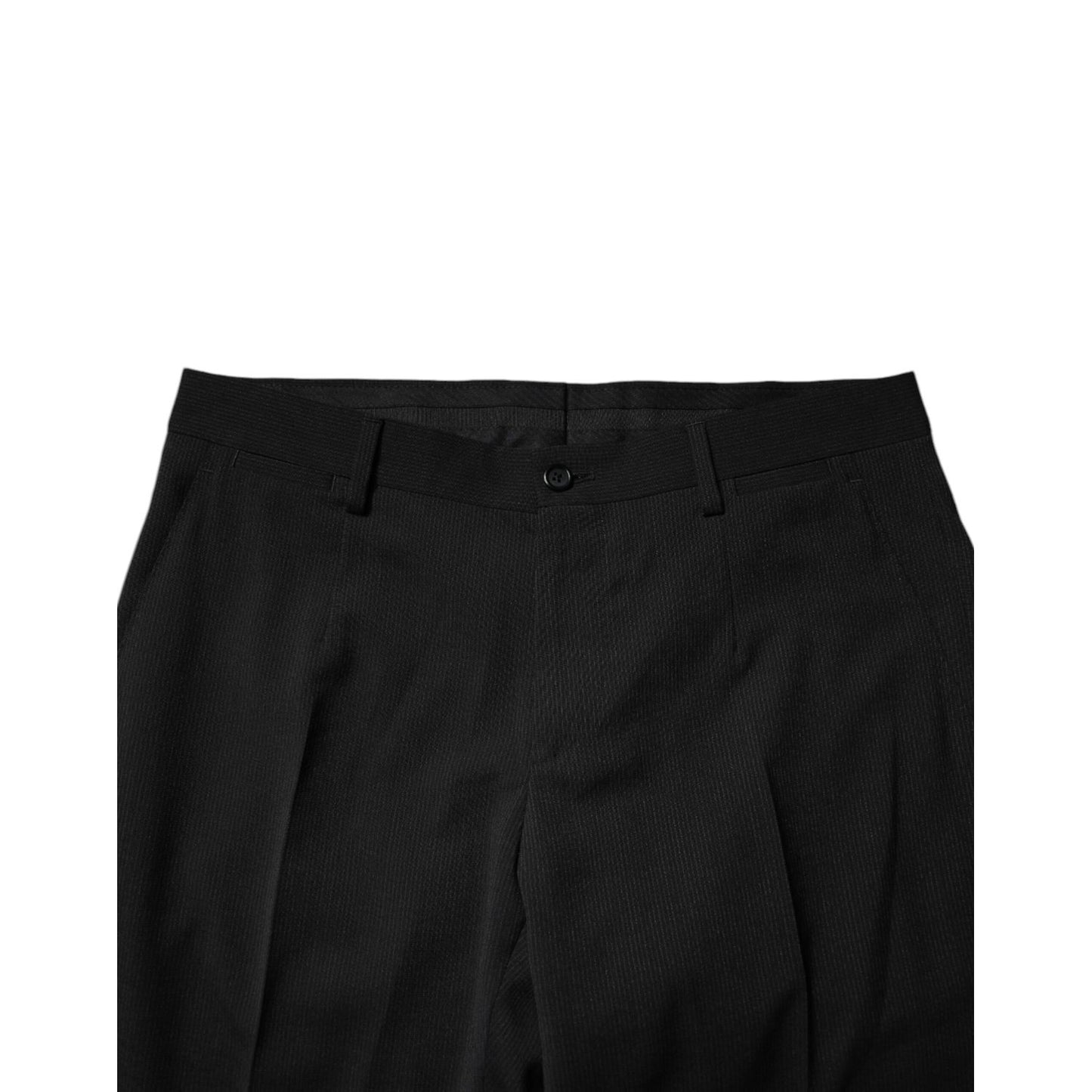 Dolce & Gabbana Black Polyester Tapered Formal Men Dress Pants