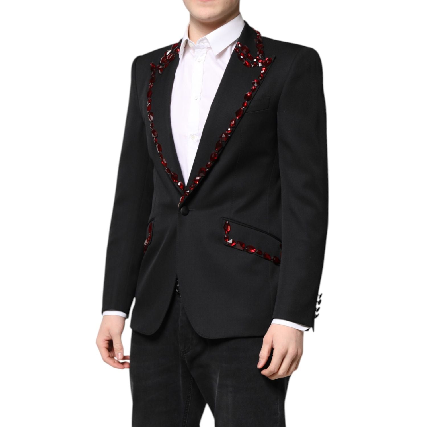 Dolce & Gabbana Black SICILIA CrystalEmbellished Coat Blazer