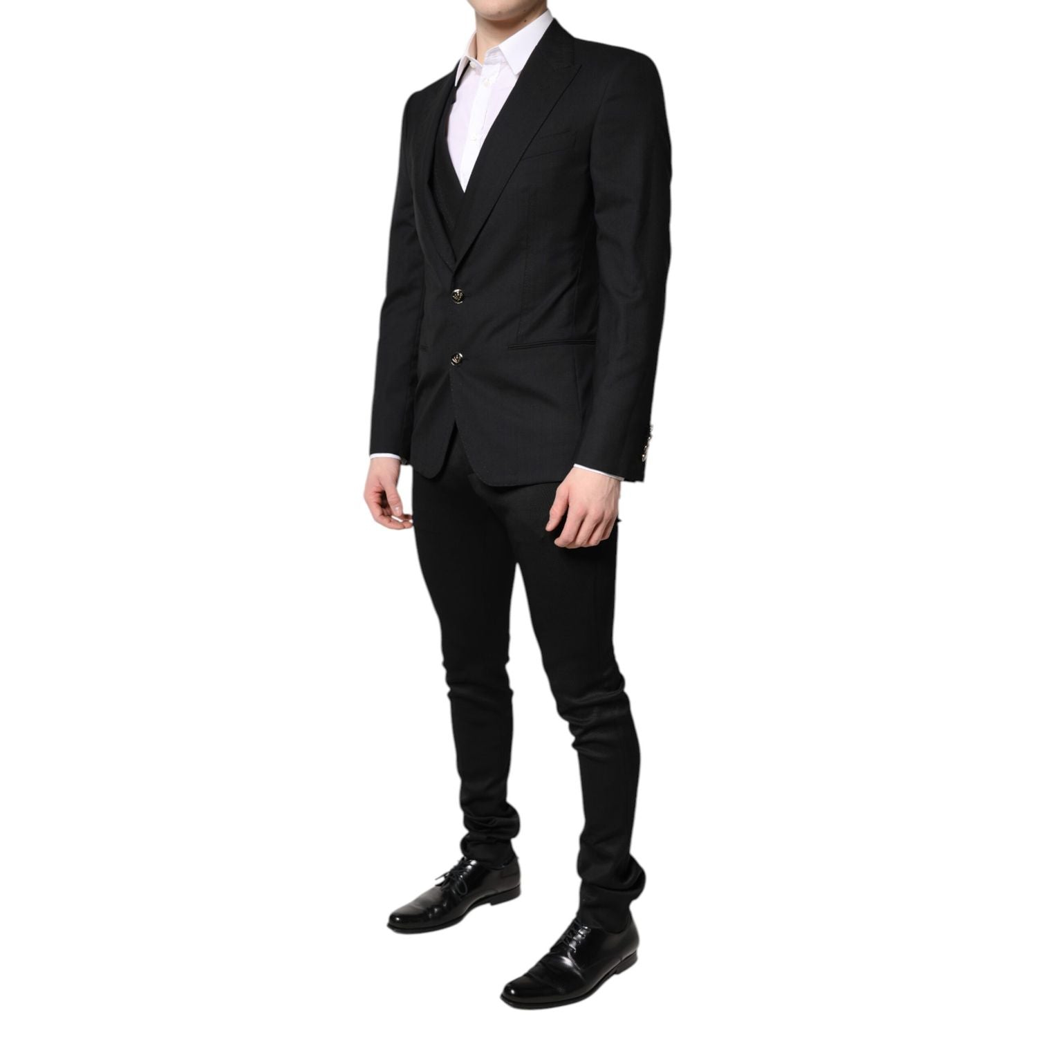 Dolce & Gabbana Black Single Breasted Formal Blazer with Vest