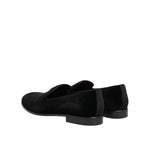 Dolce & Gabbana Black Velvet Slip On Men Loafers Formal Shoes rear view