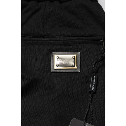 Dolce & Gabbana Black Viscose Drawstring Men Jogger Pants