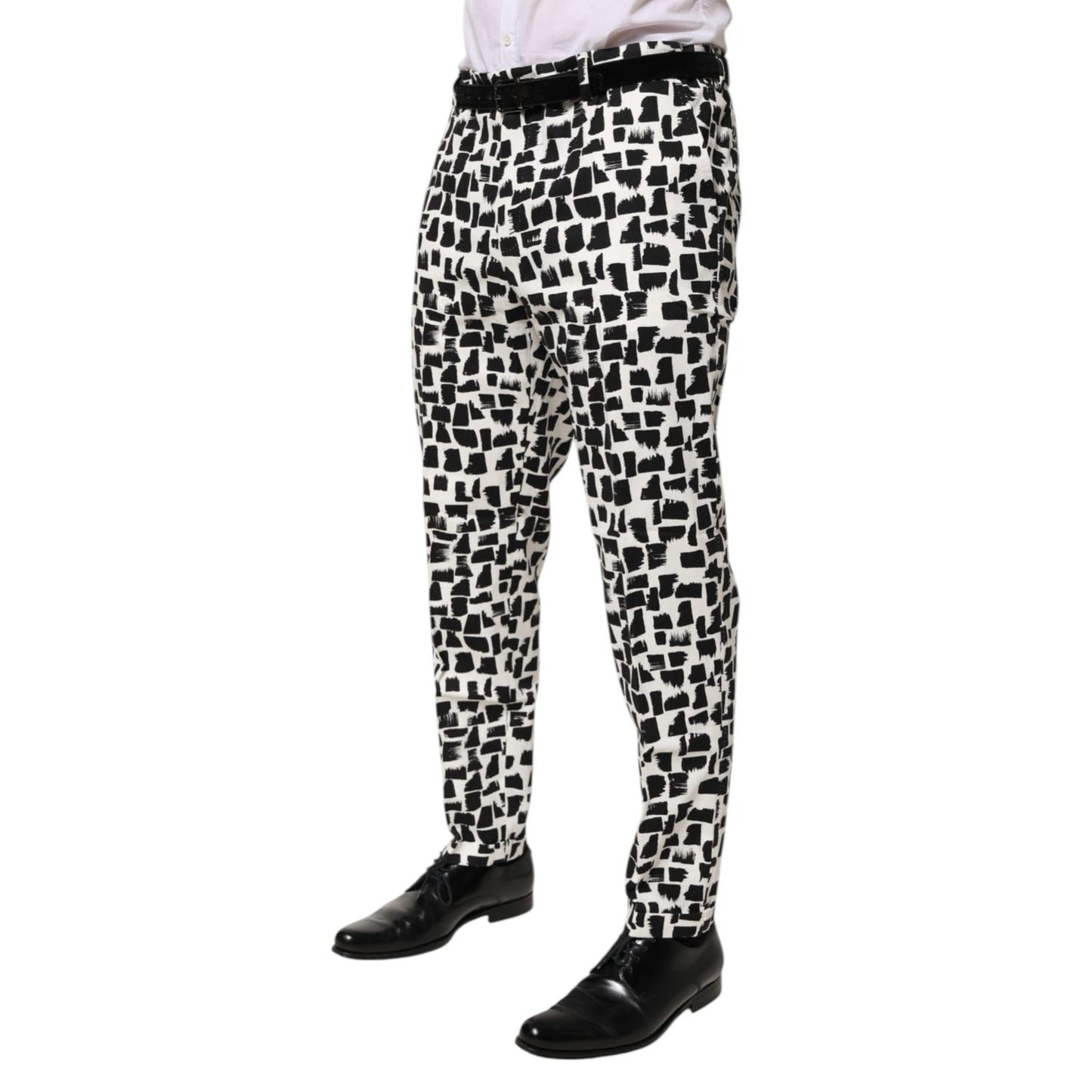 Dolce & Gabbana Black White Abstract Print Cotton Blend Pants