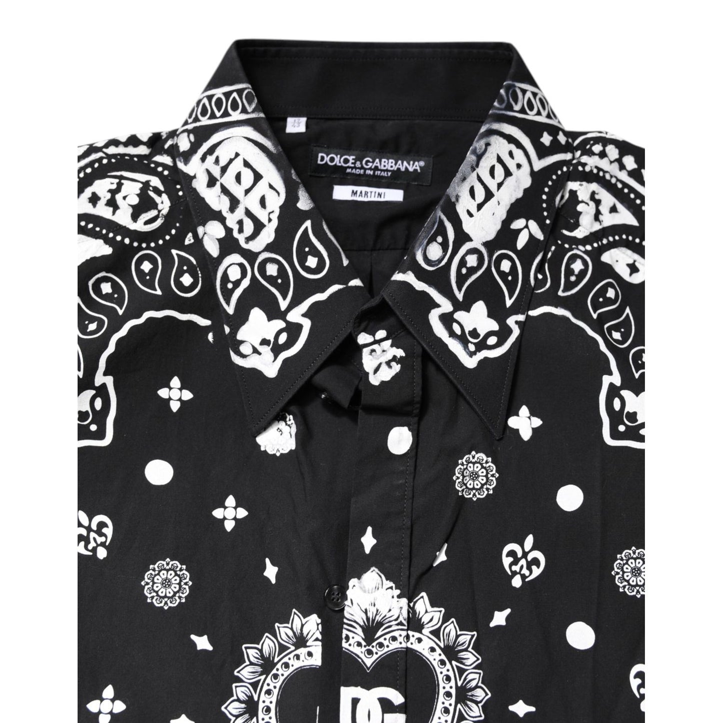 Dolce & Gabbana Black White Bandana MARTINI Men Dress Shirt