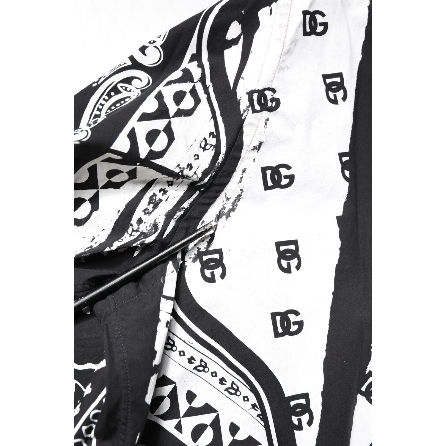 Dolce & Gabbana Black White Bandana MARTINI Men Dress Shirt