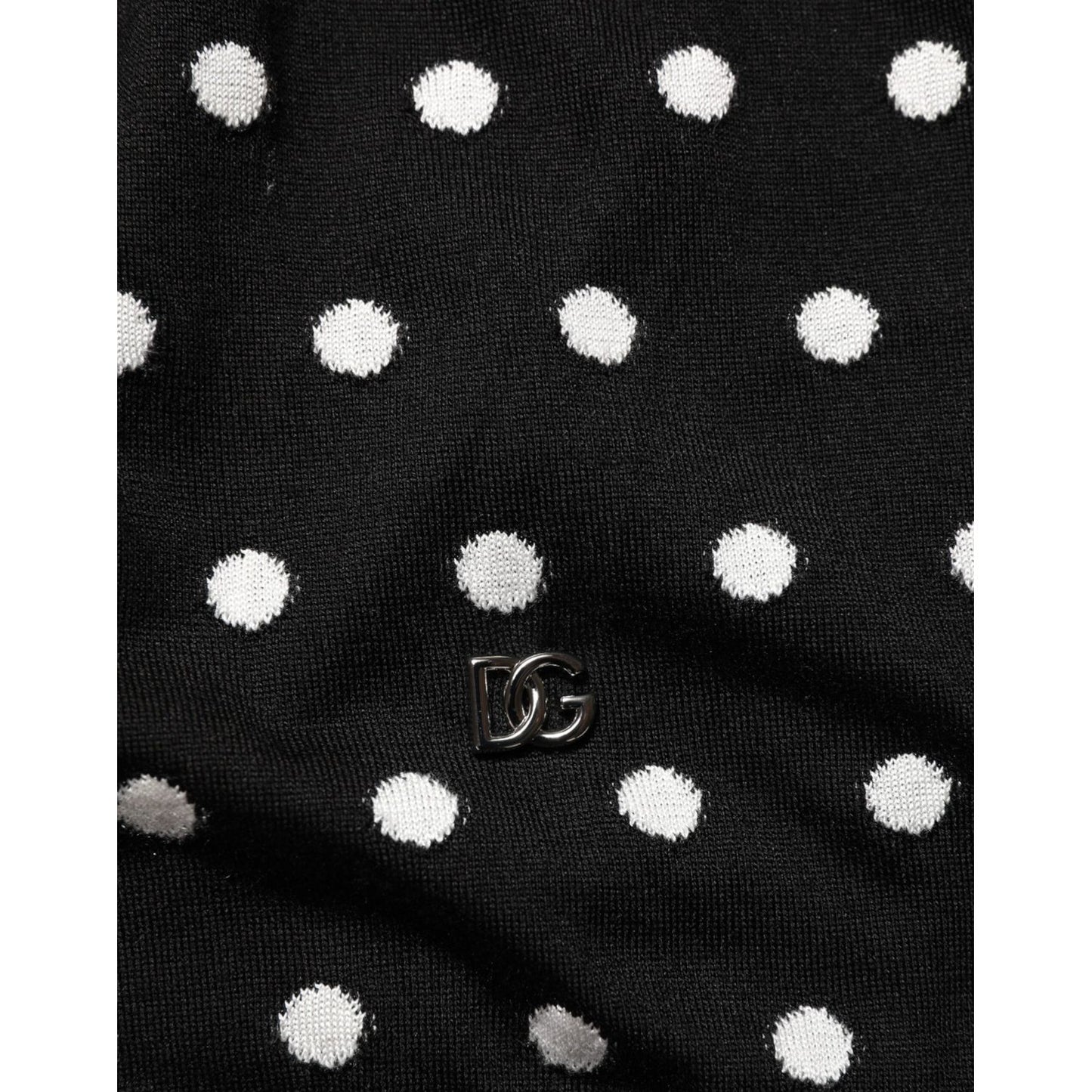 Dolce & Gabbana Black White Stripe Polka V-Neck Pullover Sweater