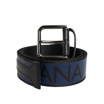 Dolce & Gabbana Blue Black Polyester Metal Buckle Belt