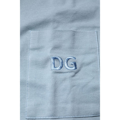 Dolce & Gabbana Blue Cotton Button Down Casual Men Polo Shirt