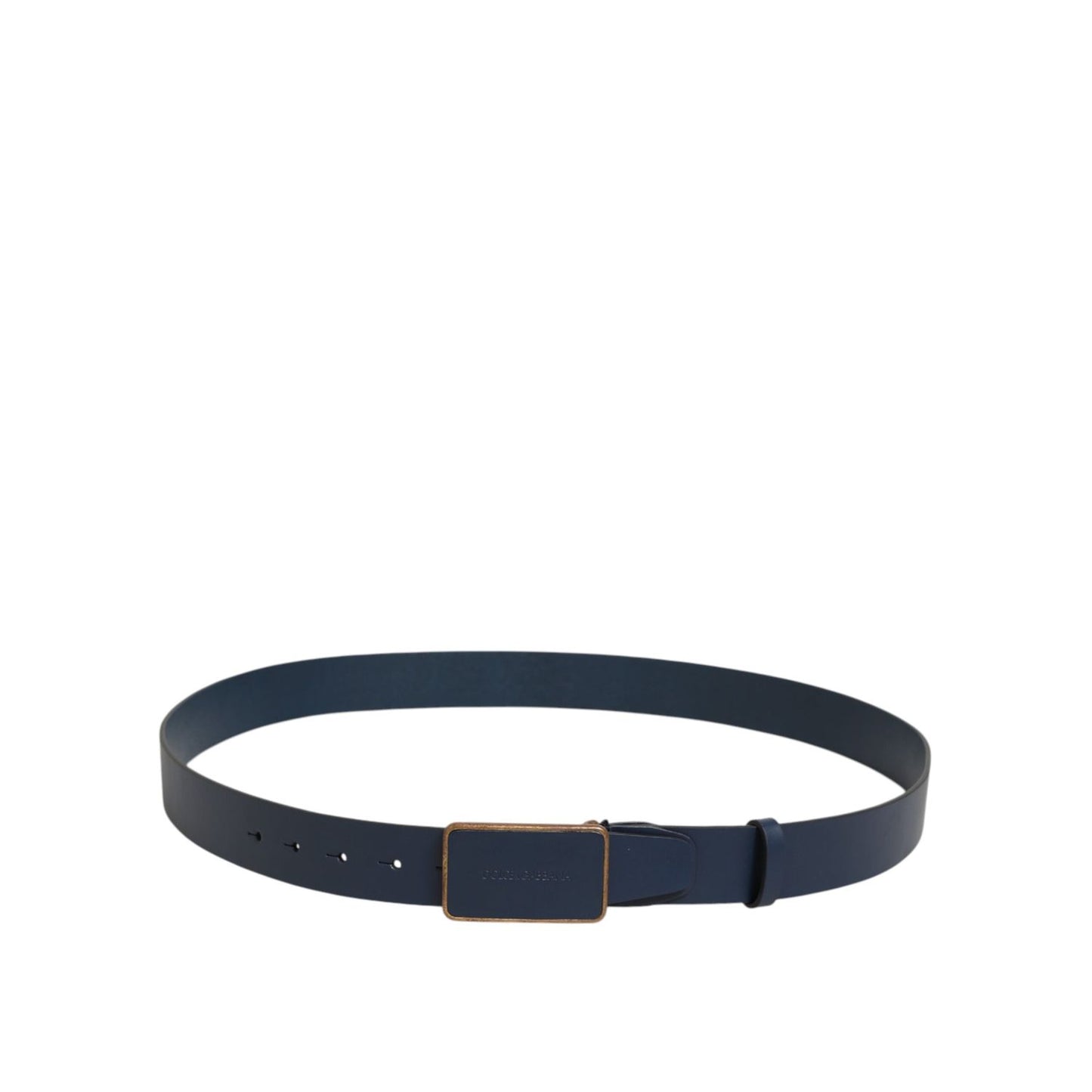 Dolce & Gabbana Blue Leather Classic Metal Logo Buckle Belt