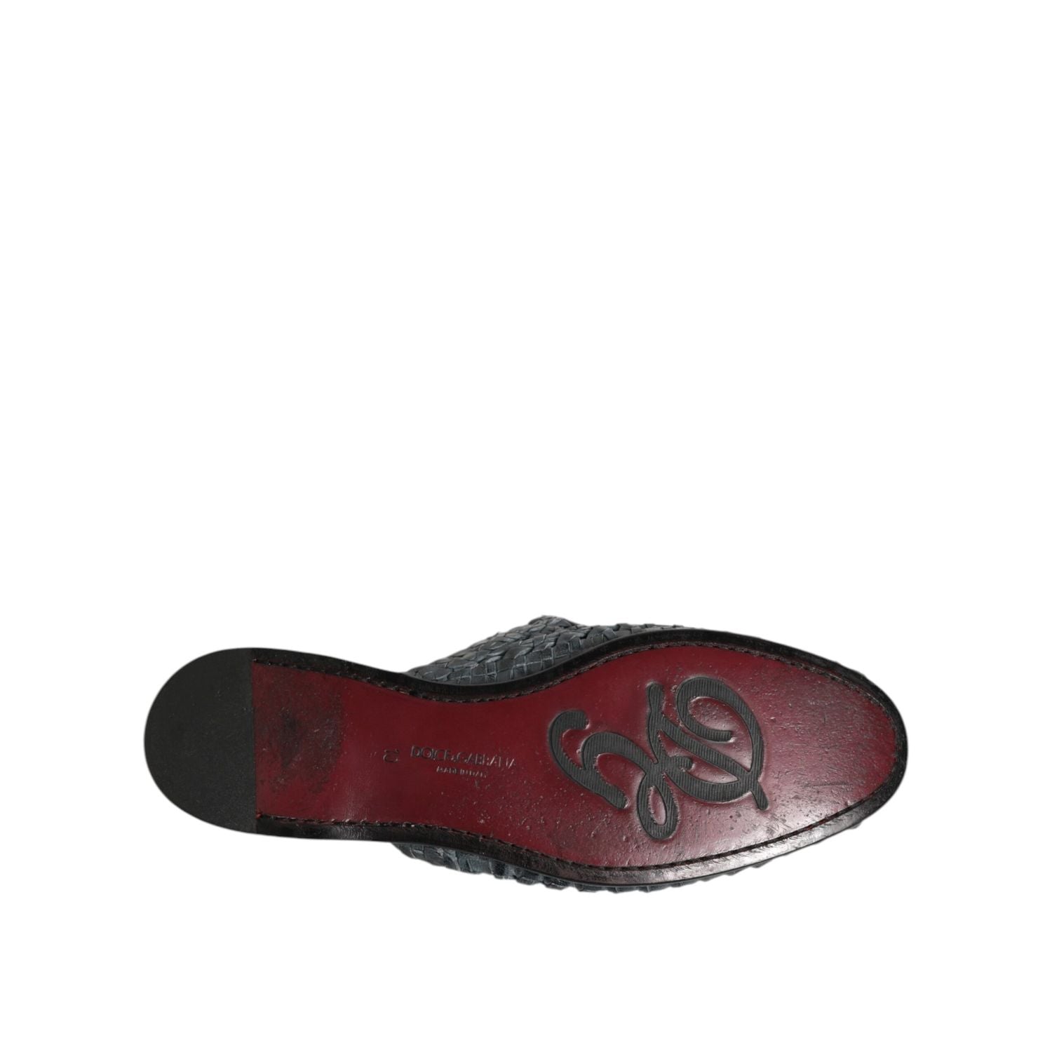 Dolce & Gabbana Blue Woven Slides MULES Men Sandals Shoes