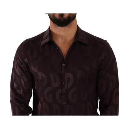 Dolce & Gabbana Bordeaux Silk Pattern Shirt
