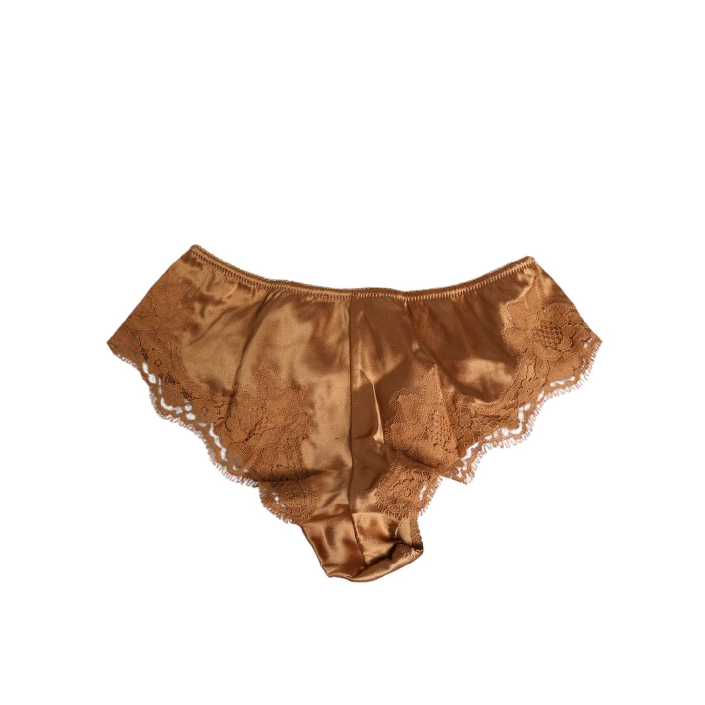 Dolce & Gabbana Brown Lace Silk Satin Slip Panties Underwear