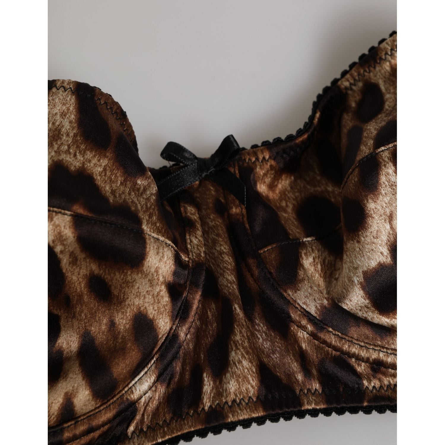 Dolce & Gabbana Brown Leopard Silk Balconnet Bra Underwear