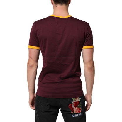 Dolce & Gabbana Burgundy Cotton DG Super King Logo T-Shirt