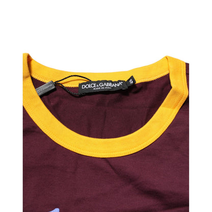 Dolce & Gabbana Burgundy Cotton DG Super King Logo T-Shirt