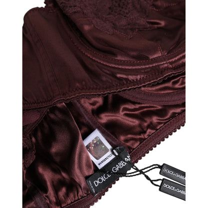 Dolce & Gabbana Burgundy Silk Underwired Balconette Bra Underwear