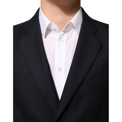 Dolce & Gabbana Dark Blue Wool Men Jacket Coat Blazer Suit