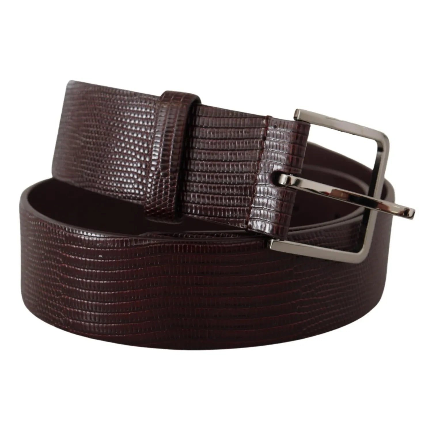 Dolce & Gabbana Dark Brown Calf Leather Silver Logo Metal Buckle Belt