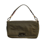 Dolce & Gabbana Dark Green Nylon Logo Plaque Shoulder Strap Borse Bag with logo plaque and zipper closure.